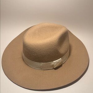 Nordstrom Beige Fedora with Cream Band
